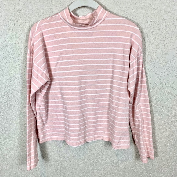 Everlane Tops - Everlane Long Sleeve Pink Striped Boxy Pocket Tee